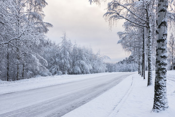 Snowy motor road