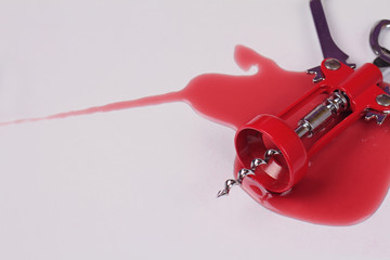 Don't drink and drive concept. opener for wine bottles an stain red of wine.  Responsibly and...