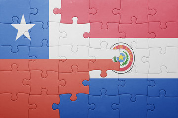 puzzle with the national flag of paraguay and chile