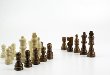 Chess pawns on a white background