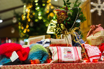 Traditional Christmas market with handmade souvenirs