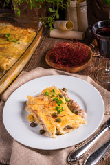 Cannelloni with mince filling and capers