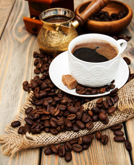 coffee cup and metal turk