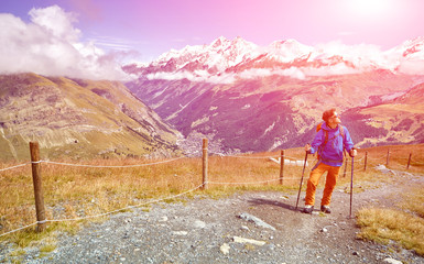 hiker in the mountains