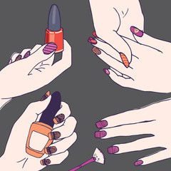 Nail Polish Art Concepts, Including Lace, Ink, and French Tips.  