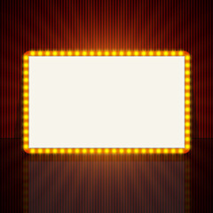 Glowing retro light banner for text. Vector illustration.