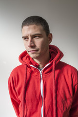 Obraz premium Portrait of young man in red jacket