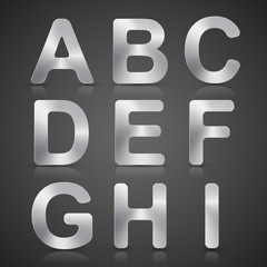 Vector Metallic Silver Alphabet Set.