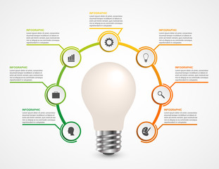 Creative 3D light bulb infographics design template.