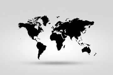 Monochrome world map  isolated