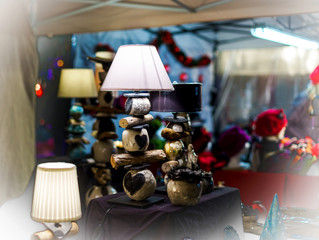Traditional Christmas market with handmade souvenirs