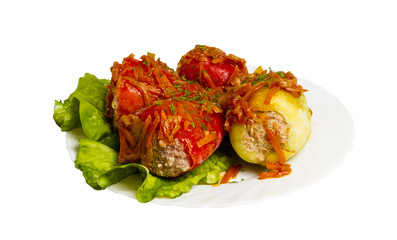 braised cabbage rolls isolated