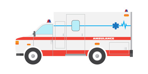 Vector illustration flat ambulance car emergency auto - 96469923