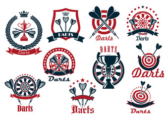 Darts game sporting club icons