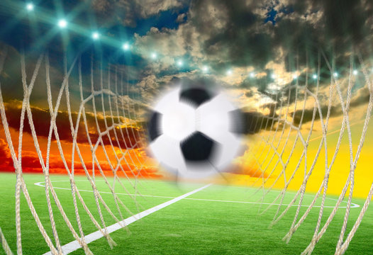 Close up of field with soccer ball on the line