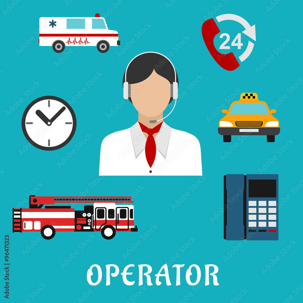 Poster dispatcher or operator profession icons