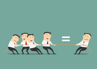 Businessman competing with group of businessmen