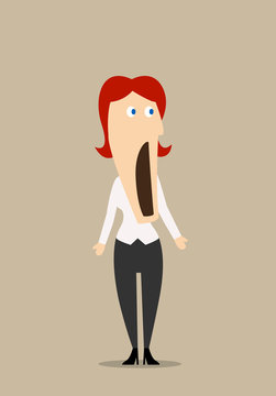 Surprised or amazed redhead businesswoman