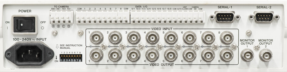 Video input and output plug connector.
