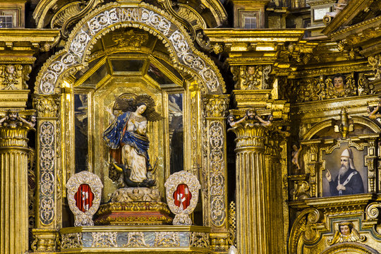 Sculpture in golden altar