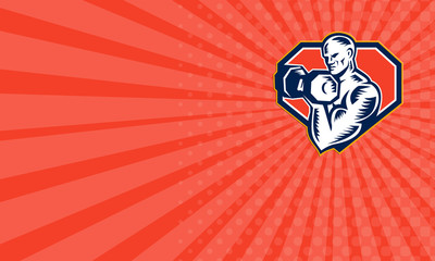 Business card Strongman Lifting Dumbbell Retro