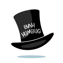 Cartoon Ebenezer Scrooge Bah Humbug top hat isolated on white EPS 10 vector