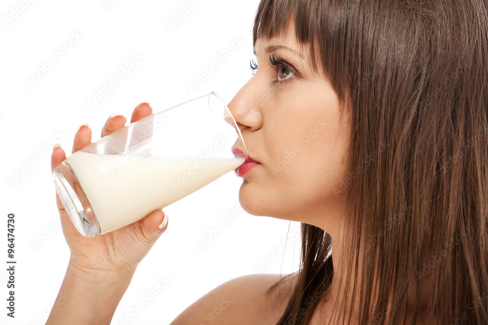 Wall mural woman drinking milk