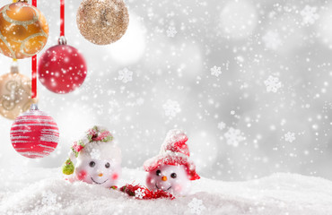 Christmas background with snowman