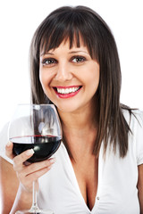 Young woman drinking red wine