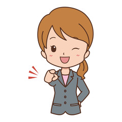 ビジネスウーマン　指差し