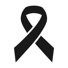 Black mourning ribbon of remembrance flat icon for apps and websites