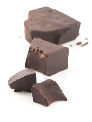 Collection of Broken chocolate bar on a white background