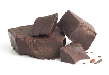 Collection of Broken chocolate bar on a white background