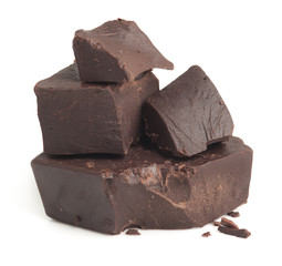 Collection of Broken chocolate bar on a white background