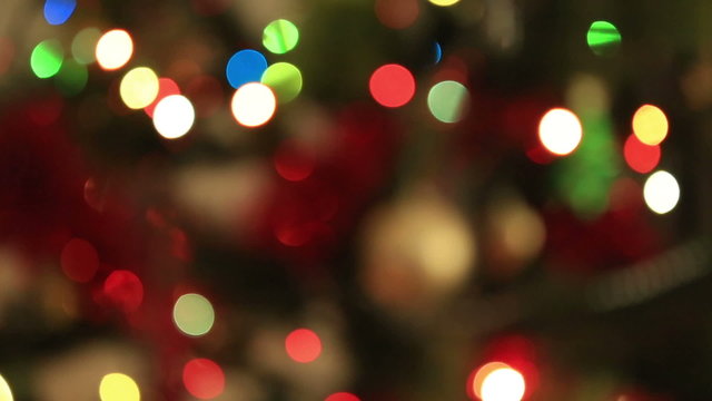 Defocused Christmas tree blinking lights