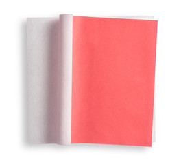 Red paper and curled corner.