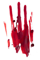Red bloody handprint on a white background © showcake