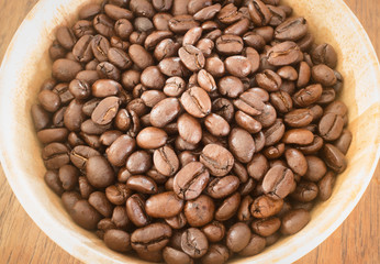 Roasted coffee bean in bowl