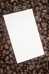 Roasted coffee bean and business card