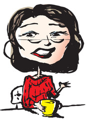 Vector woman talking over coffee