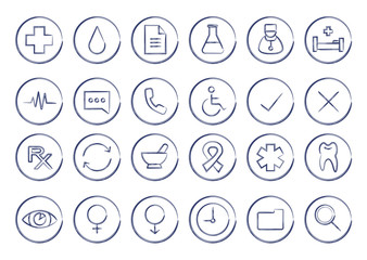 Sketch medical linear icons set