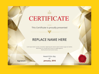 Geometry diploma certificate template design with international