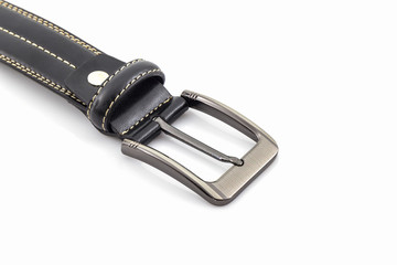 Black leather belt for men.