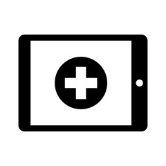 Mobile tablet electronic health/medical record flat icon for healthcare