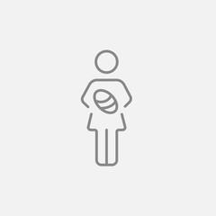 Woman holding baby line icon.