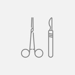 Surgical instruments line icon.