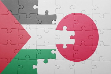 puzzle with the national flag of japan and palestine