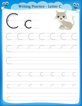 Writing practice letter C