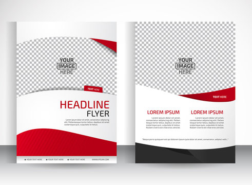 Vector design of the white flyer black red elements and place for pictures. Poster template for your business.