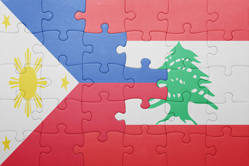 puzzle with the national flag of lebanon and philippines